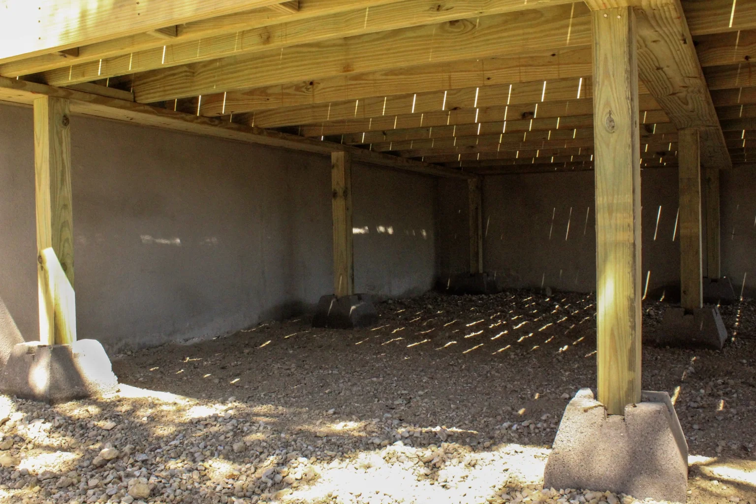 Underside framing and structural support system.