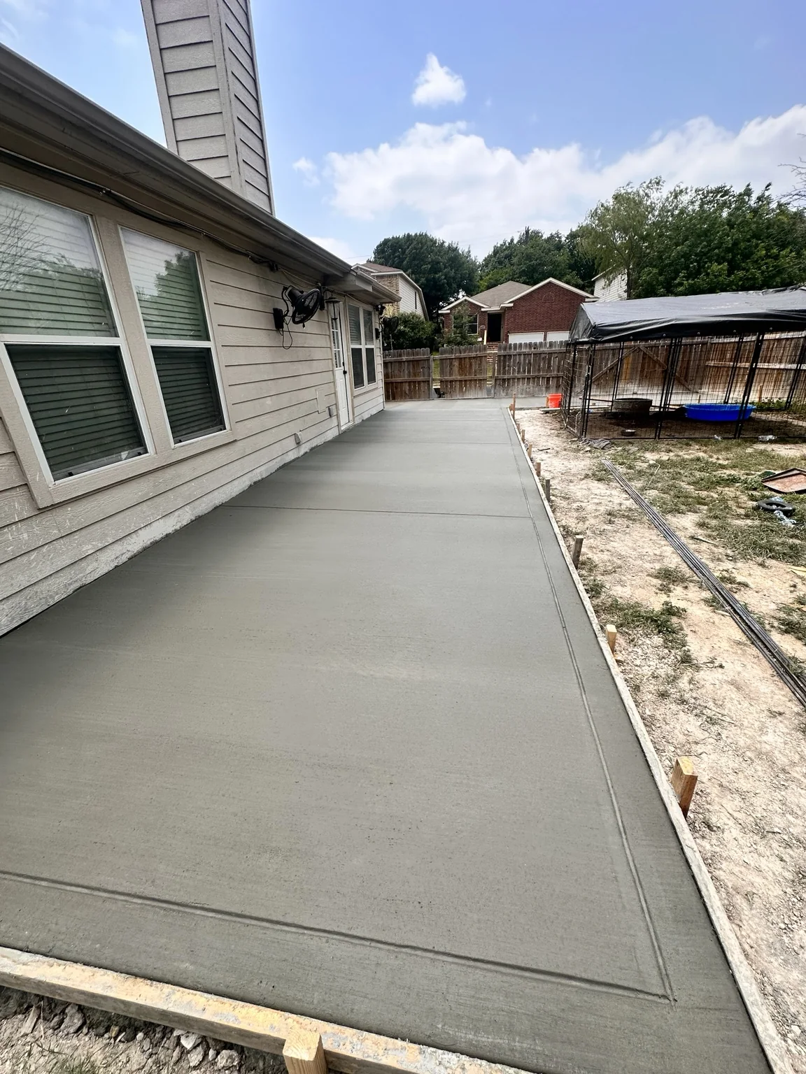 Residential patio slab construction.
